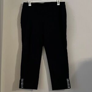 JM Collection Black Ankle Pants Detailed in Silver Studs Size 16